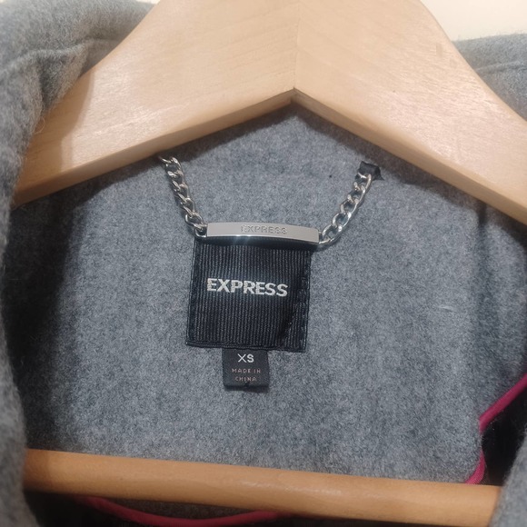 Express Grey Winter Wool button Pea  Coat Size Xs - Picture 7 of 9